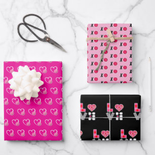 Pickleball Valentijnskaarten XOXO Knuffels Kusjes Inpakpapier Vel
