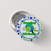 Pickleball Verjaardag Blauw Groen Paddle Ball Bang Ronde Button 3,2 Cm (Voorkant /achterkant)