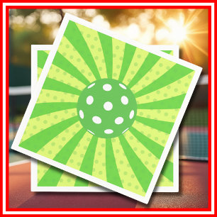 Pickleball Verjaardag Groen RETRO Stripes Sport Servet