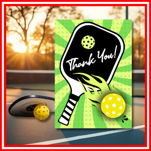 Pickleball Verjaardag RETRO Strepen Groen Sport Bedankkaart