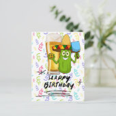 Pickleball-verjaardag voor speler grappige pickle briefkaart (Staand voorkant)