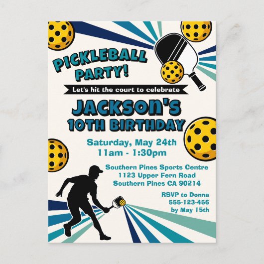 Pickleball Verjaardagsfeest Retro  Briefkaart (Voorkant)