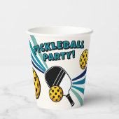 Pickleball Verjaardagsfeest Retro  Speler Papieren Bekers (Achterkant)