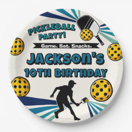 Pickleball Verjaardagsfeest Retro  Speler Papieren Bordje