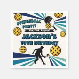 Pickleball Verjaardagsfeest Retro  Speler Servet