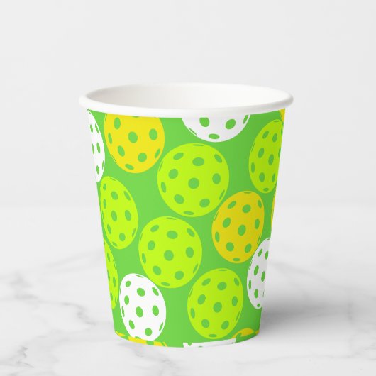 Pickleball Verjaardagsfeest Schattigee Groene Spor Papieren Bekers (Voorkant)