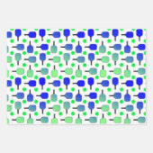 Pickleball Verjaardagsfeestje Blauw en Groen Cadea Inpakpapier Vel (Voorkant)