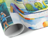 Pickleball verjaardagsfeestje thema cadeaupapier (Rol Hoek)