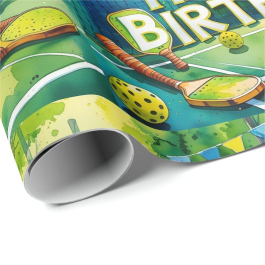 Pickleball verjaardagsfeestje thema cadeaupapier (Rol Hoek)