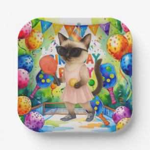 Pickleball verjaardagsfeestje thema voor kattenlie papieren bordje