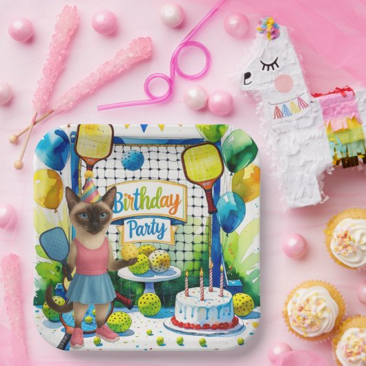 Pickleball verjaardagsfeestje thema voor kattenlie papieren bordje (Feest)