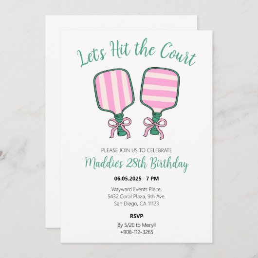 Pickleball verjaardagsuitnodiging kaart (Voorkant / Achterkant)