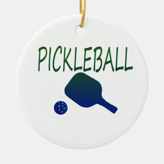 pickleball w paddle and ball blue to green keramisch ornament (Voorkant)
