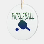 pickleball w paddle and ball blue to green keramisch ornament (Links)