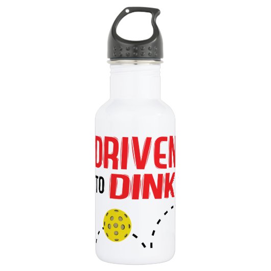 Pickleball Water flesje "Driven to Dink" Waterfles (Voorkant)