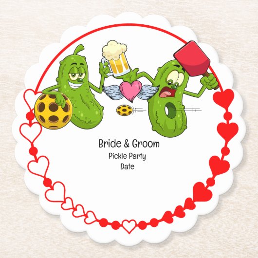Pickleball Wedding Kartonnen Onderzetters (Voorkant)