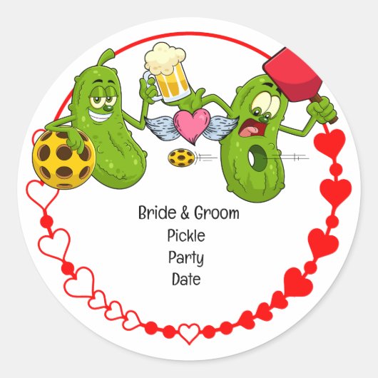 Pickleball Wedding Ronde Sticker (Voorkant)
