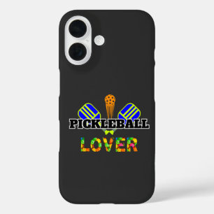 Pickleball Word Crossed Paddles Ball Lover Design iPhone 16 Hoesje