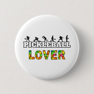 Pickleball Word Mannelijke Silhouetten Lover Ball Ronde Button 5,7 Cm