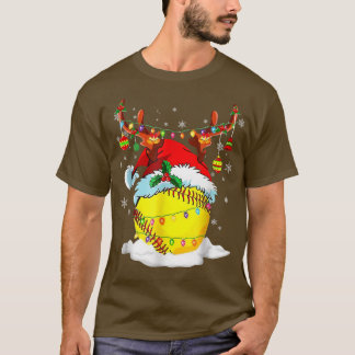Pickleball Xmas Reindeer Santa Hat Pickleball Chri T-shirt