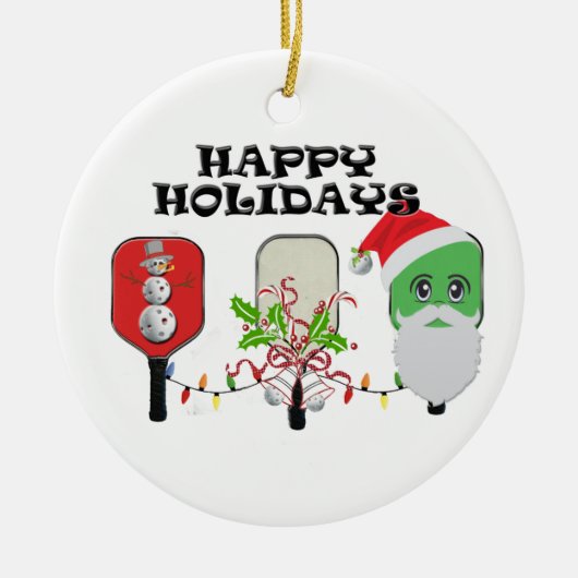 pickleball xmas trio keramisch ornament (Voorkant)