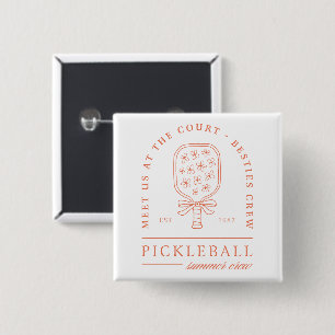 Pickleball zomer besties meisjes bemanning estheti vierkante button 5,1 cm