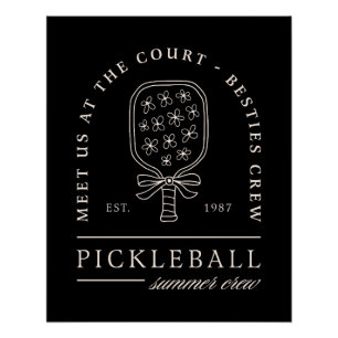 Pickleball zomerbesties meisjes fancy zwart grappi perfect poster