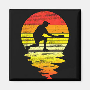 Pickleball zonsondergang retro sport pickle bal sp magneet