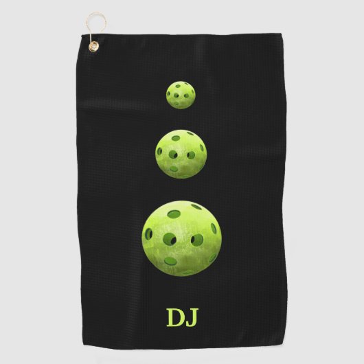 Pickleballen Groene Initialen Sweat Towels Golfhanddoek (Voorkant)