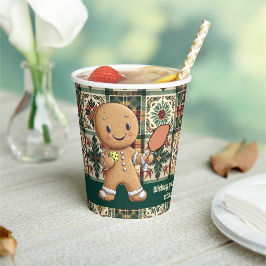 Pickleball🎄Gingerbread Dink Papieren Bekers (Insitu)