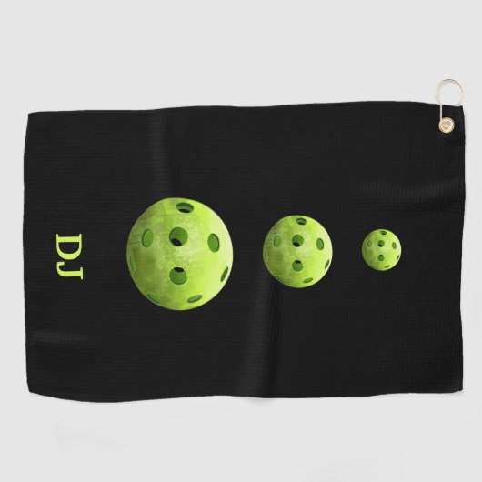 Pickleballs Green Initials Sweat Serviettes (Horizontal)