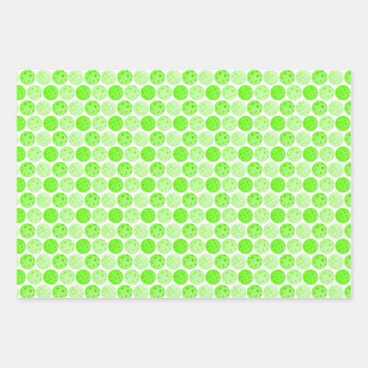 Pickleballs - Groen, Sinaasappel en Blauw op Wit Inpakpapier Vel (Voorkant)