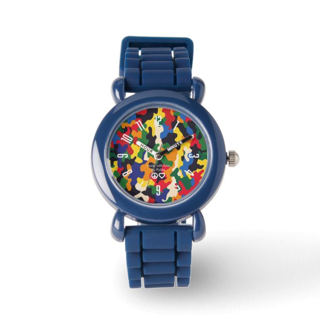 PickleKids™ Color Camo Blue Horloge (Voorkant)