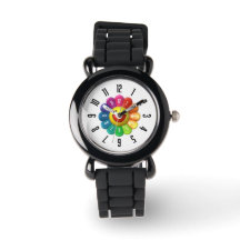 PickleKids™ Rainbow Flower Kinder Zwart Horloge