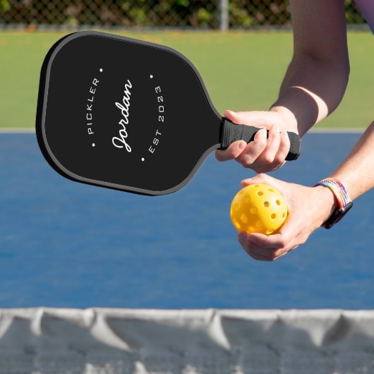 Pickler naam jaar Zwart Wit Gepersonaliseerd Pickleball Paddle (Insitu)