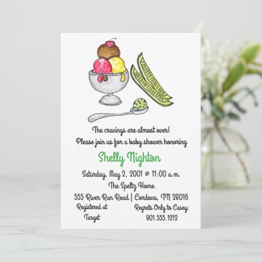 Pickles en Ice Cream Baby shower Kaart (Staand voorkant)