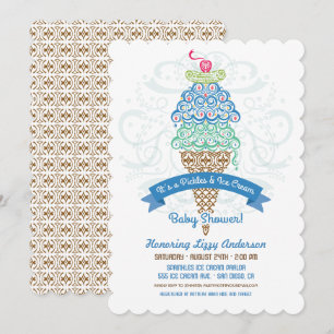 Pickles en Ice Cream Boy Baby shower Invitation Kaart