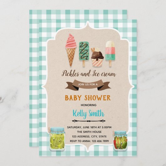 Pickles glaces douche invitation anniversaire (Devant / Derrière)
