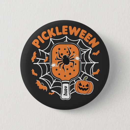 Pickleween Grappig Spooky Halloween Pickleball Spo Ronde Button 5,7 Cm (Voorkant)