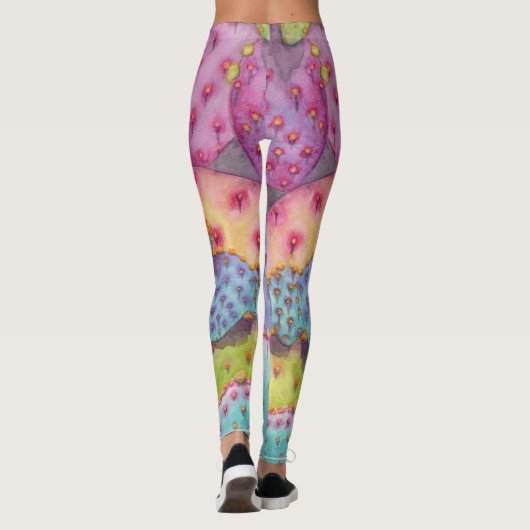 Pickly Pear Cactus Pants Art Workout Leggings (Dos)