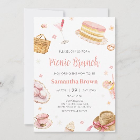 Picknick Baby Brunch Baby shower uitnodiging (Voorkant)