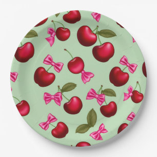 Picknick Borden - Big Bold Cherries & Bows Papieren Bordje
