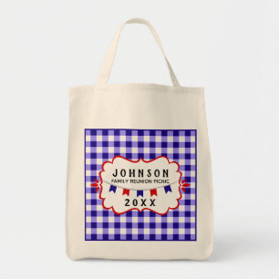 Picknick familiereünie Blauwe Checker · Barbecue Tote Bag