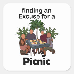 Picknick Feestje: een excuus vinden voor een pickn Vierkante Sticker
