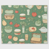 Picknick groen cadeaupapier (Vlak)
