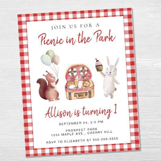 Picknick in de Birthday Party Budget Invite
