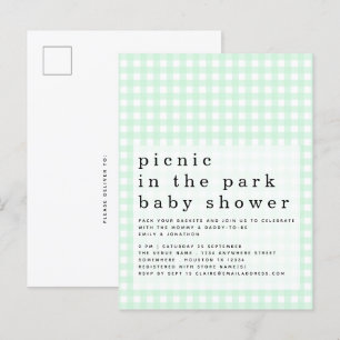 Picknick in Park Baby shower Green Gingham Invite Briefkaart