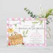 Picknick op het park roze zomerfeest kaart (Staand voorkant)