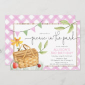 Picknick op het park roze zomerfeest kaart (Voorkant / Achterkant)