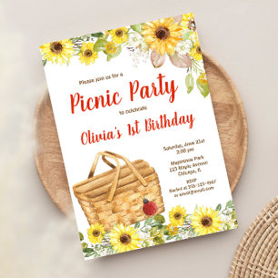 Picknick partij zonnebloemen zomer verjaardag meis kaart